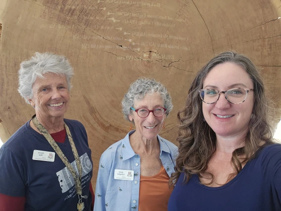 Docents Donna Mac and Janice Gallagher with Dr. Pamela Pelletier