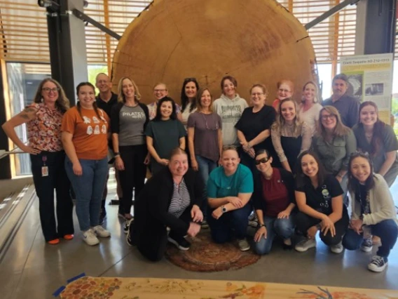 TUSD Art Educators standing in front of the Giant Sequoia