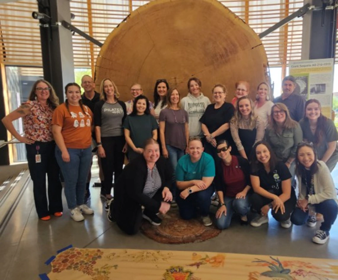 TUSD Art Educators standing in front of the Giant Sequoia